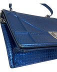 Dior Blue Micro Cannage Patent Leather Medium Diorama Flap Shoulder Bag