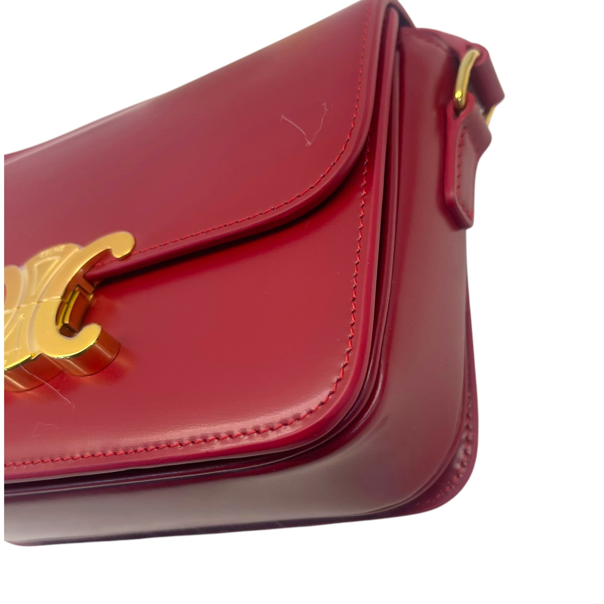 Celine Red Calfskin Leather Crossbody Bag
