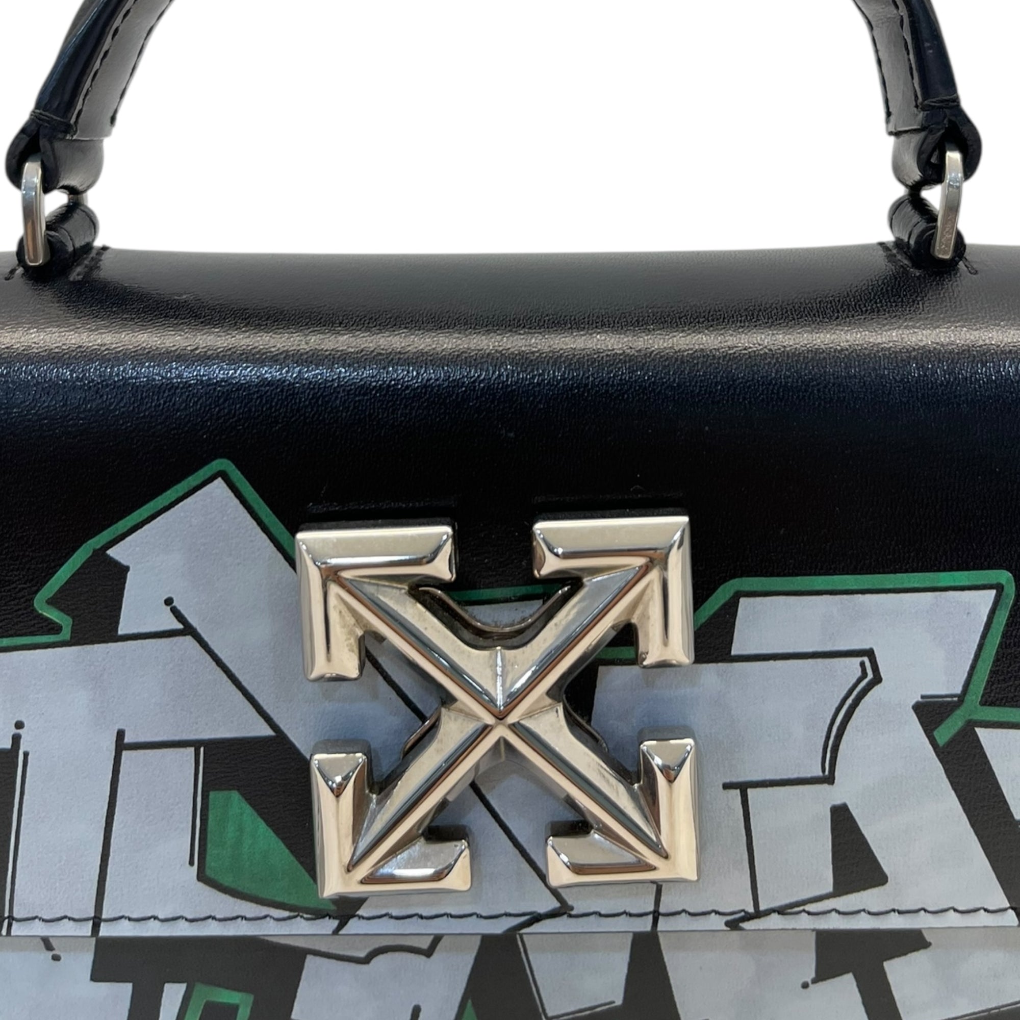 Off-White Black Leather Graffiti 2.8 Jitney Top