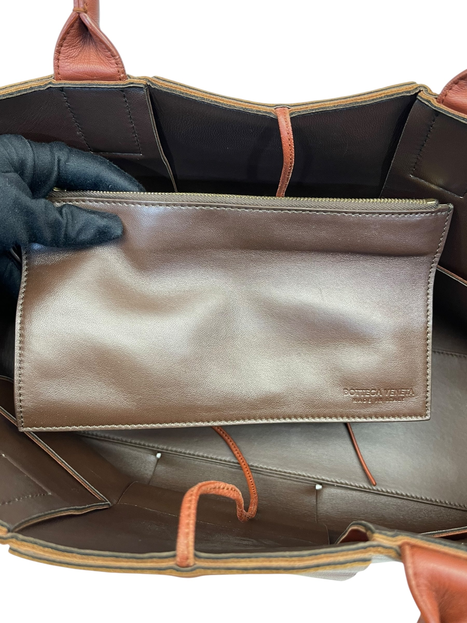 Bottega Veneta Rust Brown Leather Arco Tote Bag
