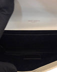 Saint Laurent Off White Matelasse Leather Monogram Chain Clutch