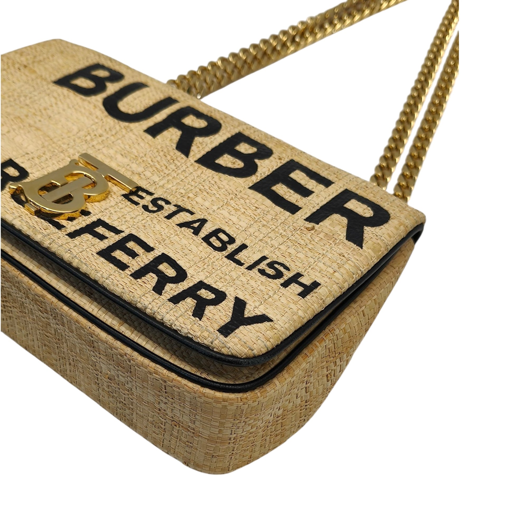 Burberry Lola Raffia Horseferry Shoulder Bag