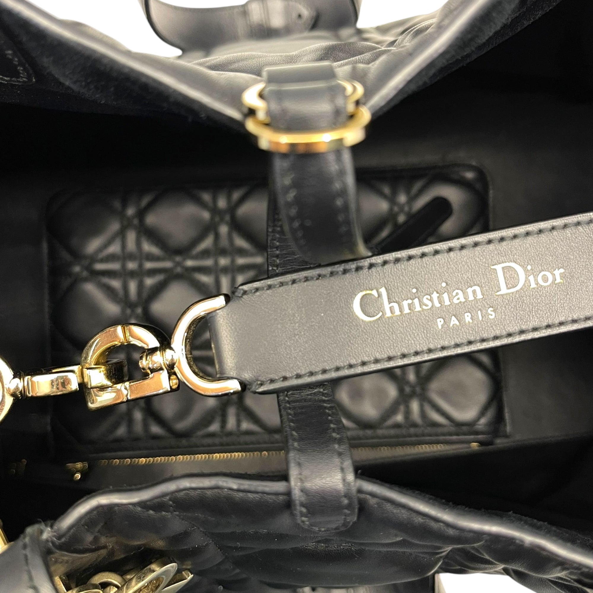 Dior Black Calf Leather Macrocannage To Jules Large Tote Bag