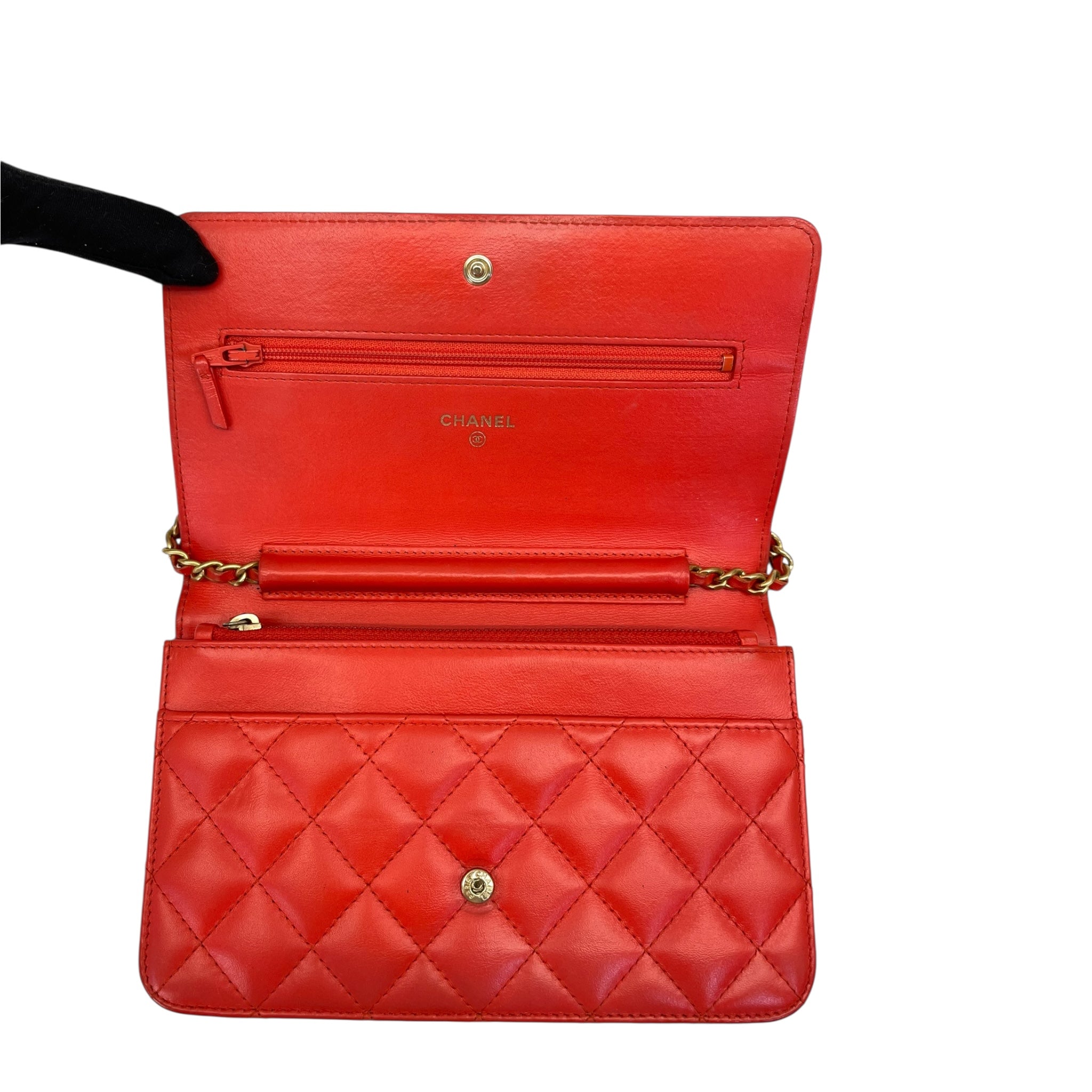 Chanel Boy Wallet On Chain Red Quilted Leather