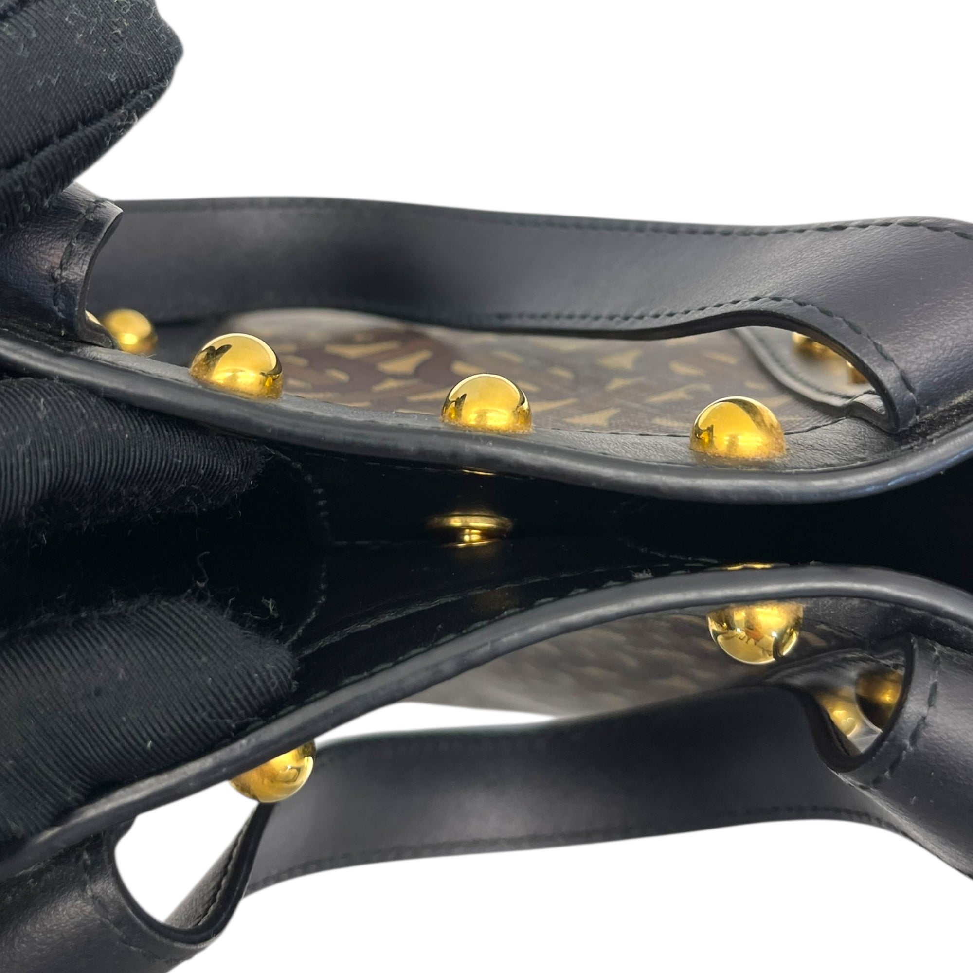 Burberry Brown/Black Monogram Coated Canvas And Leather Studded Book Tote Bag