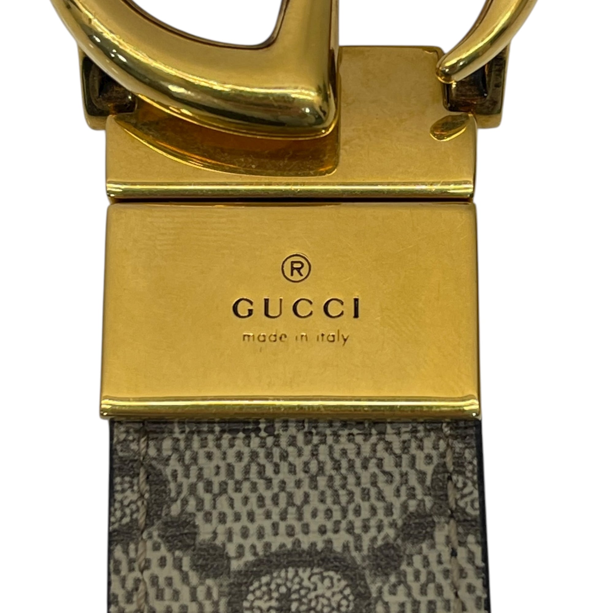 Gucci Black/Beige GG Supreme and Leather GG Marmont Belt 100 cm