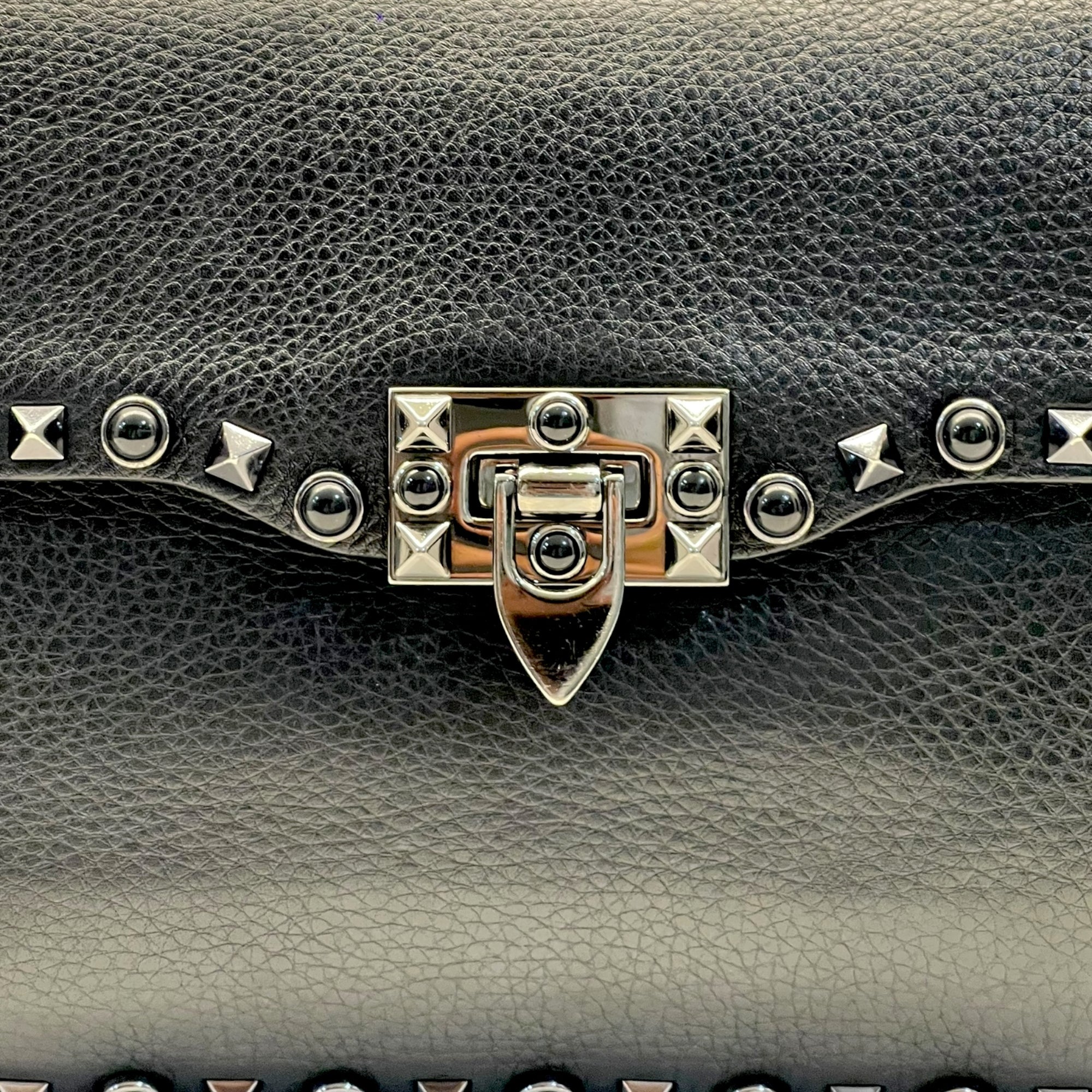 Valentino Rockstud Rolling Black Leather Shoulder Bag