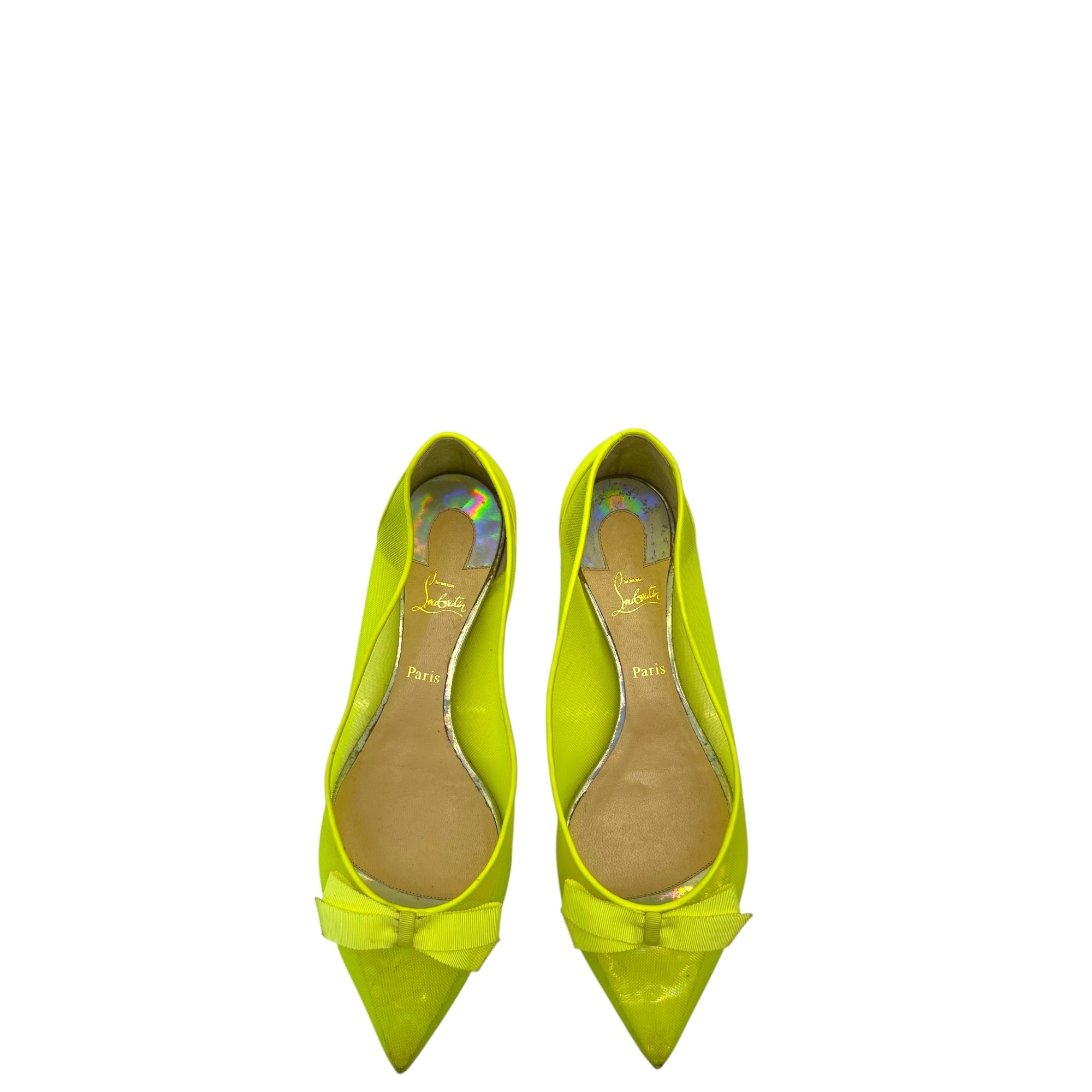 Christian Louboutin Neon Green Mesh Flats EU 38