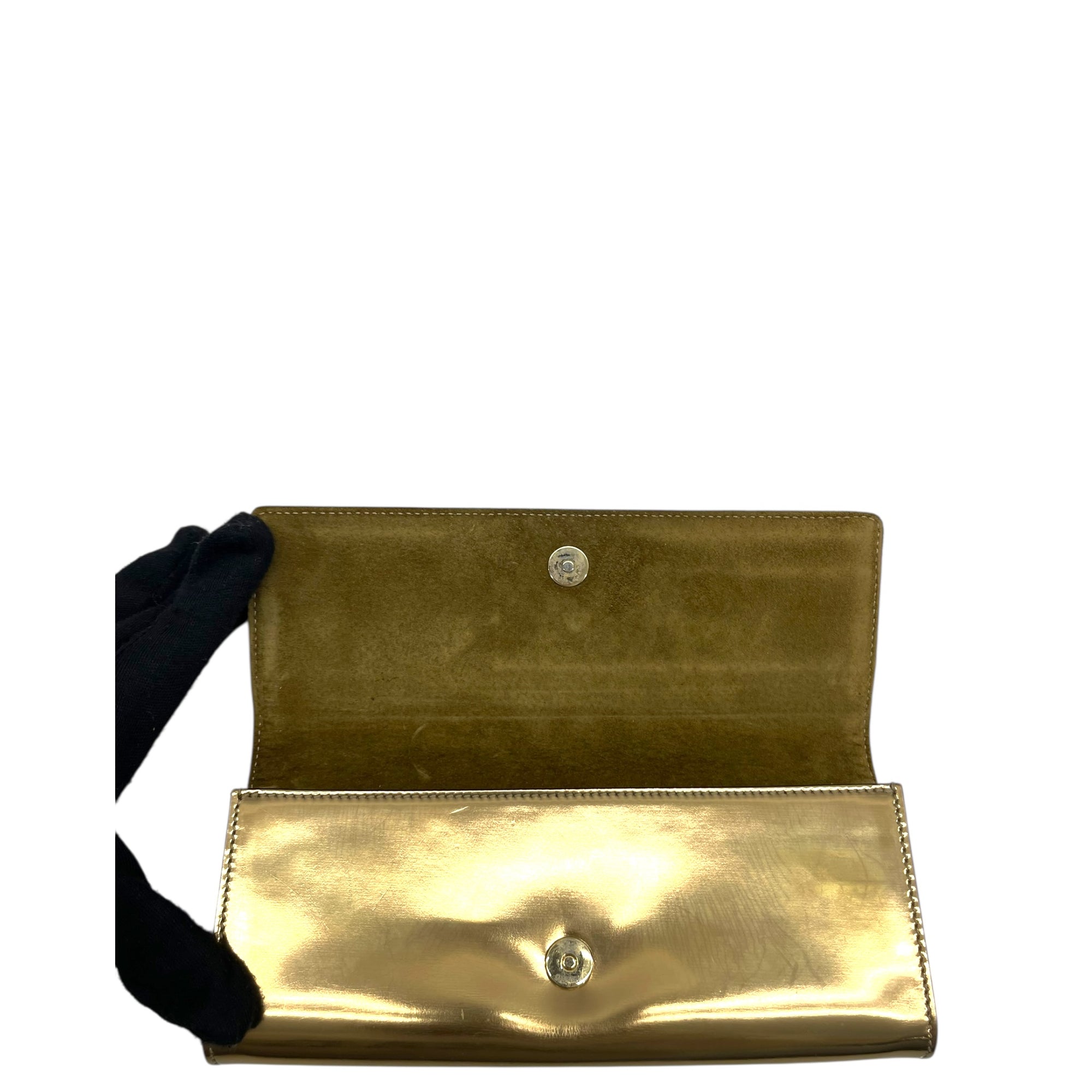 Gucci Gold Leather Romy Clutch