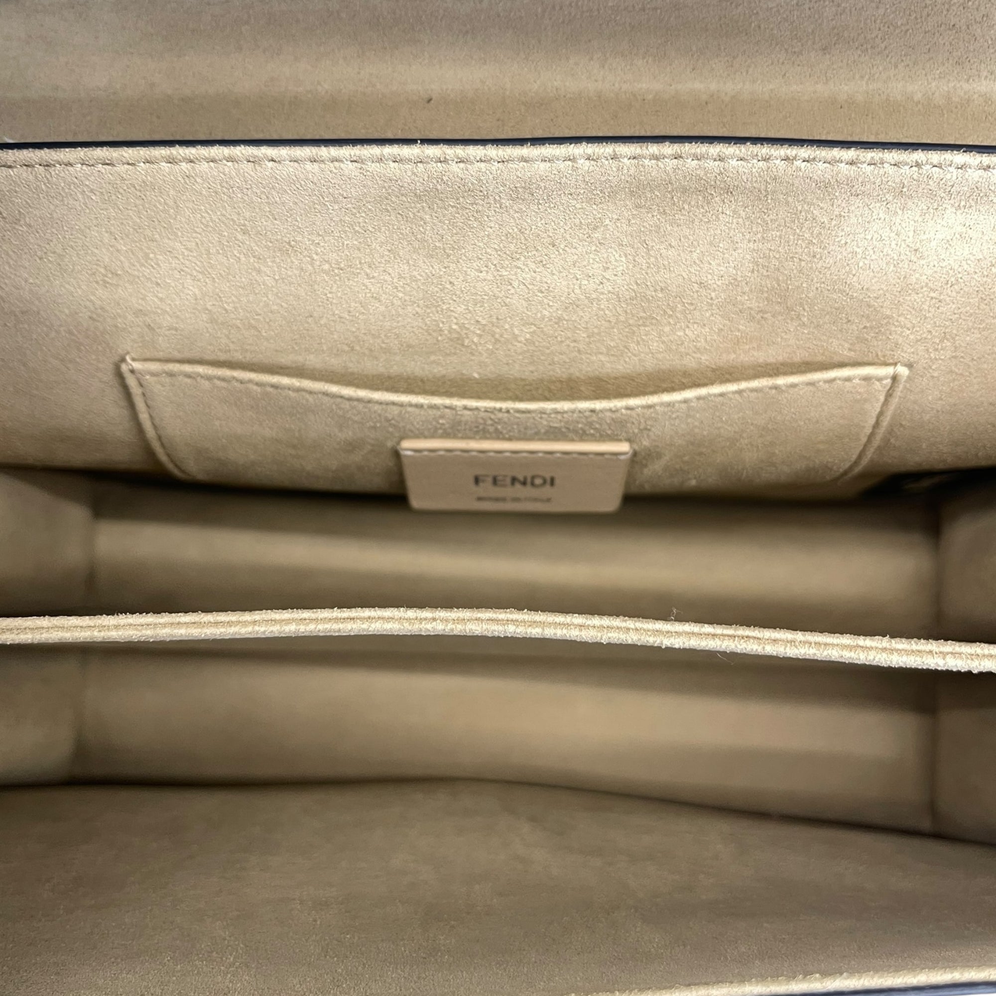 Fendi Scalloped Kan I Light Blue Leather Shoulder Bag