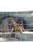 Burberry TB Small Silver Croc Embossed Shoulder Bag