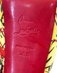 Christian Louboutin Multicolor and Satin Jersey Vamp Graffiti Platform Pumps EU 38.5