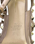 Valentino Beige Patent Leather Rockstud Ankle Strap Sandals EU 37.5