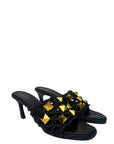 Valentino Garavani Black Braided Roman Stud Slide Sandals EU 40.5