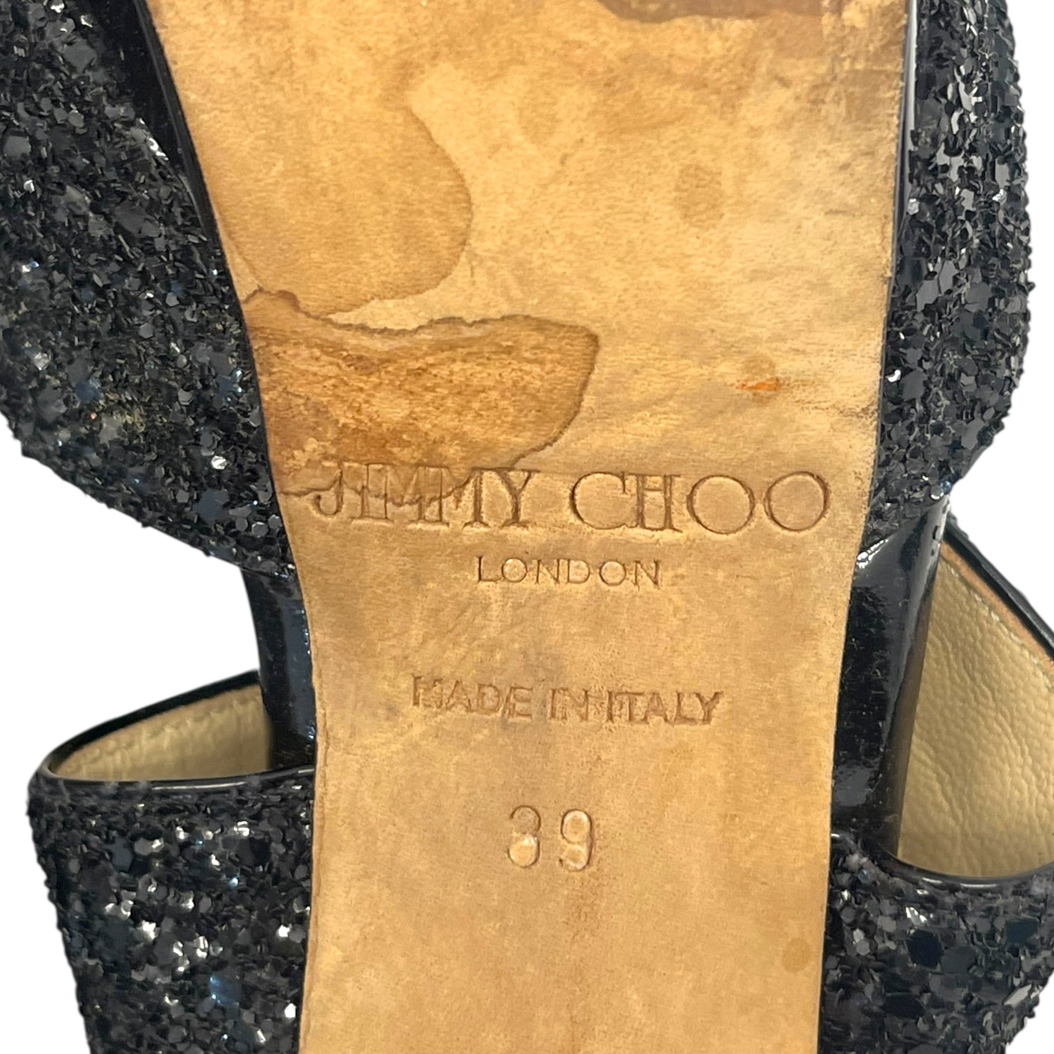 Jimmy Choo Glitter Strappy Heels EU 39
