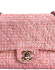 Chanel Classic Double Flap Pink Tweed Shoulder Bag