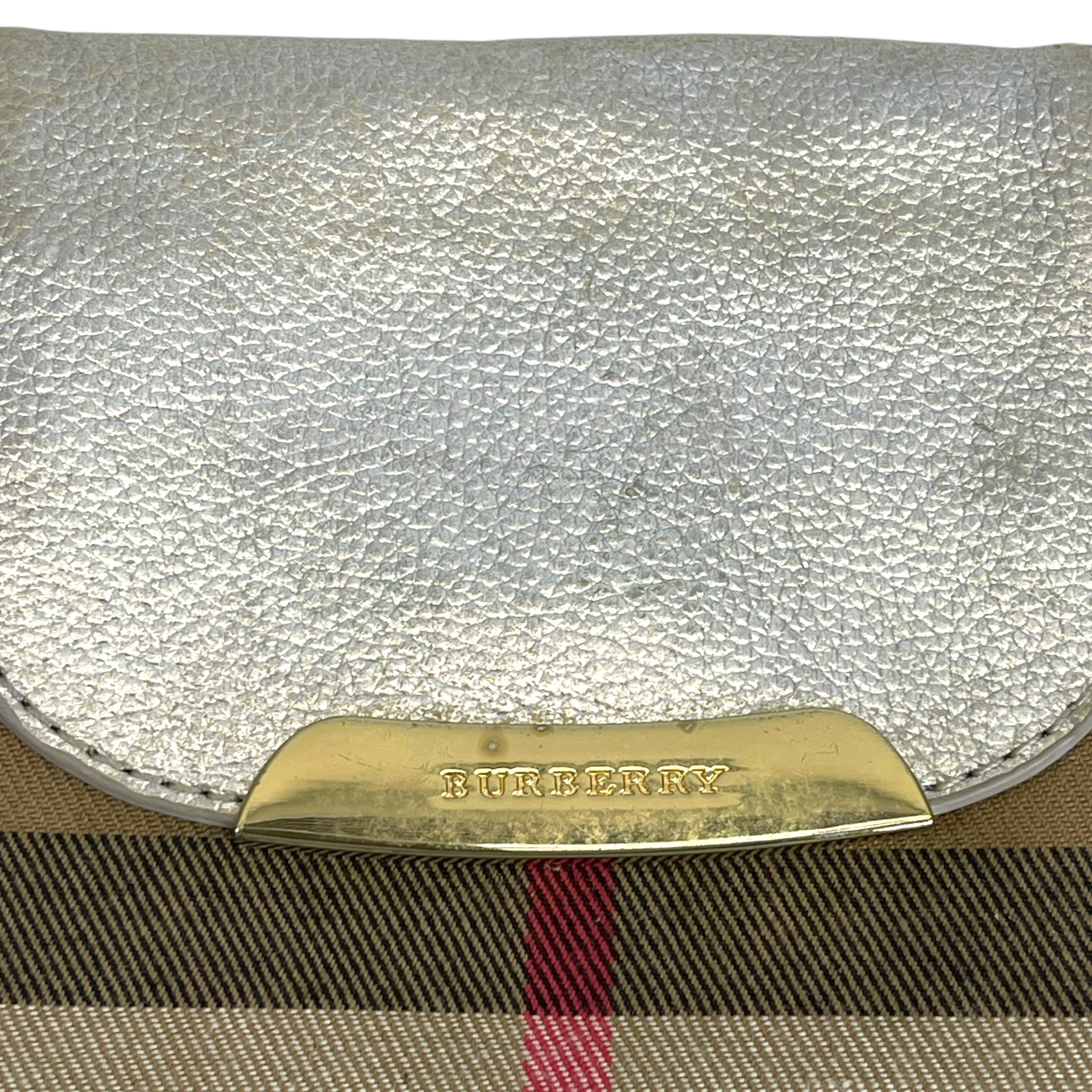 Burberry Nova Check Fabric/Silver Leather Crossbody Bag