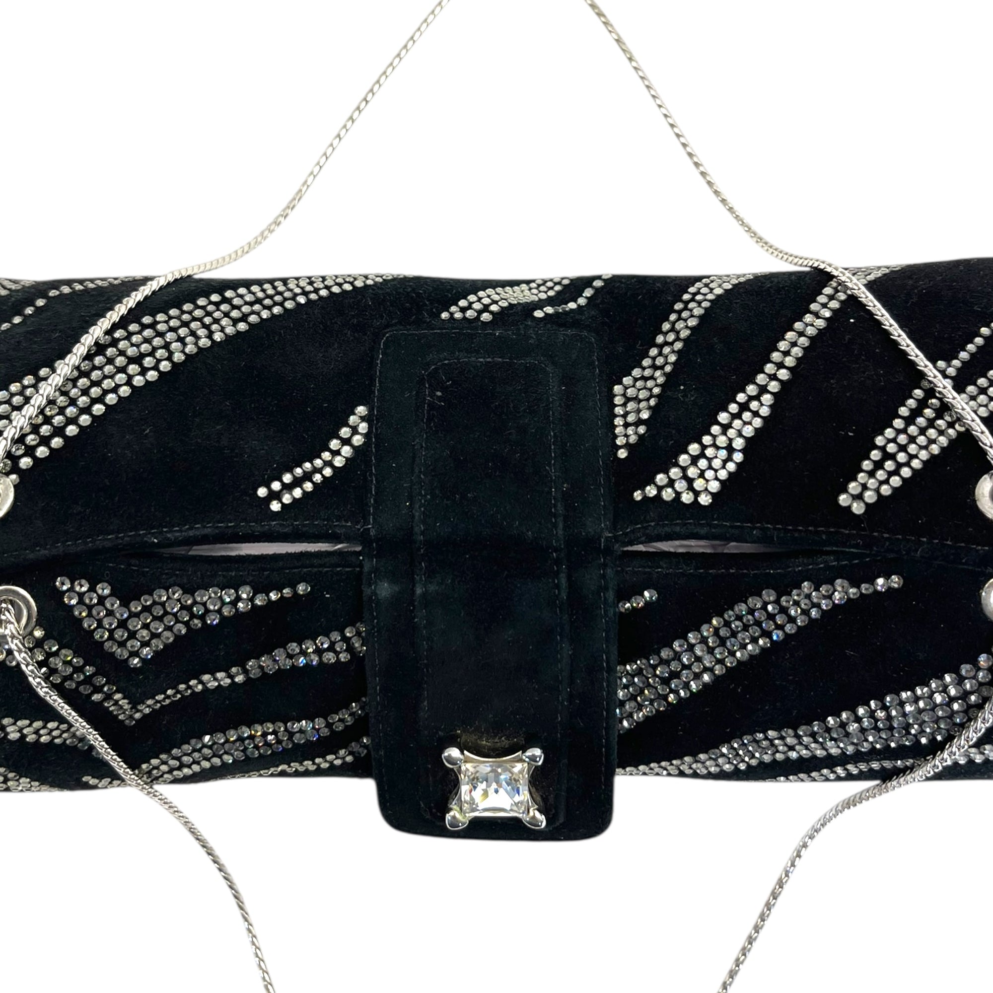 Judith Leiber Embellished Black Suede Shoulder Bag