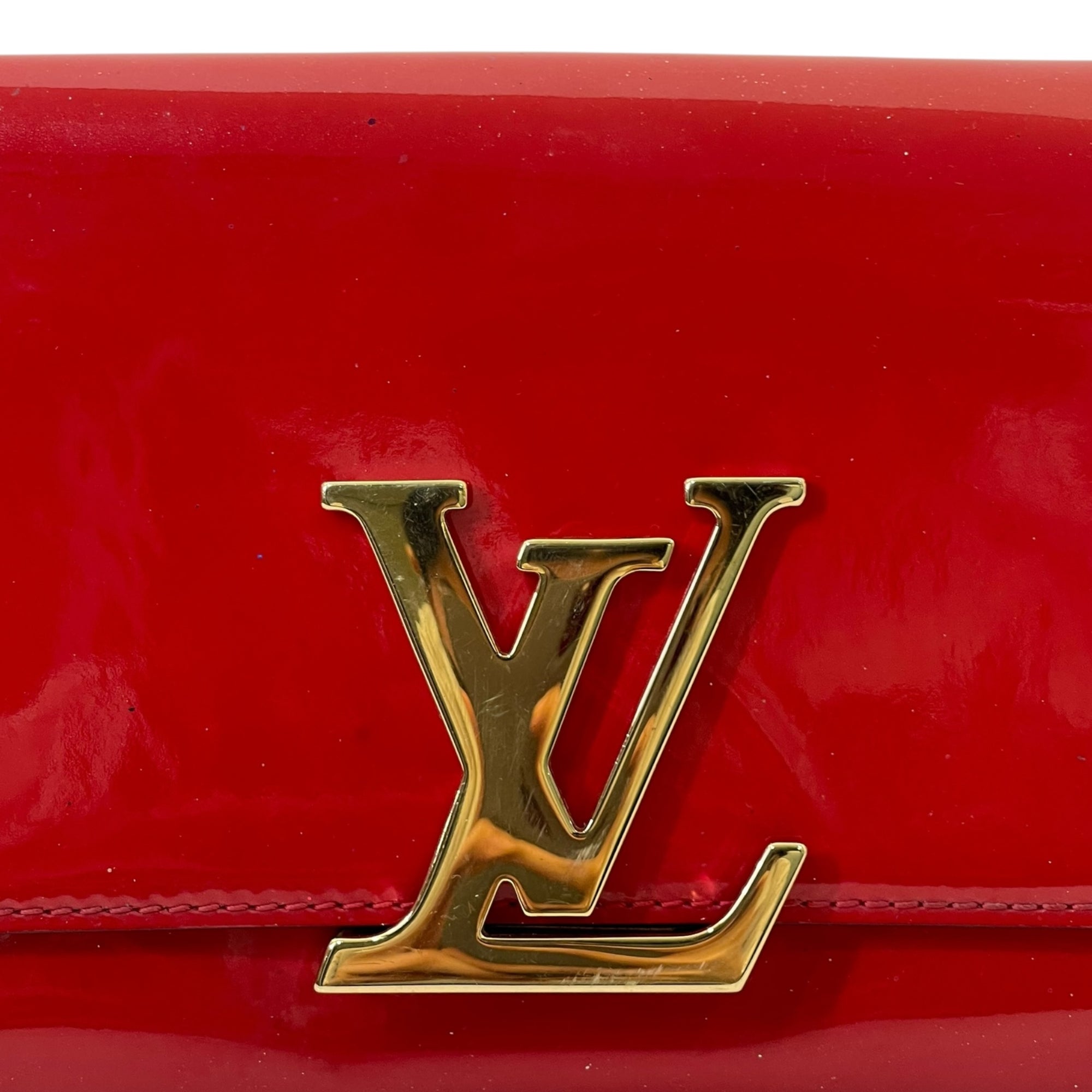Louis Vuitton Louise MM Clutch Vernis Red Patent Leather