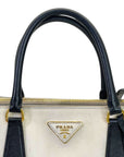 Prada Double Zip Tote Black/White Saffiano Leather