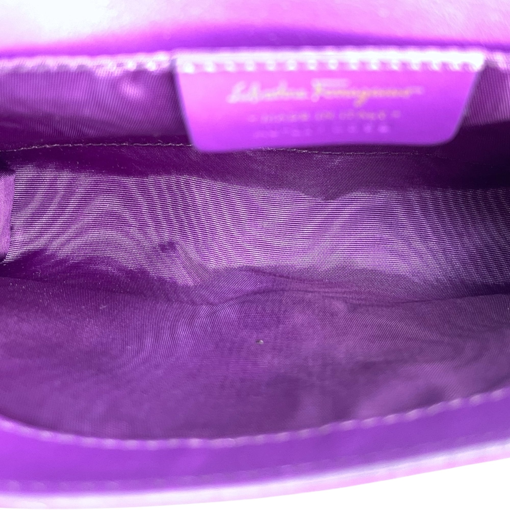 Salvatore Ferragamo Vara Ginny Bow Bag Purple Patent Leather