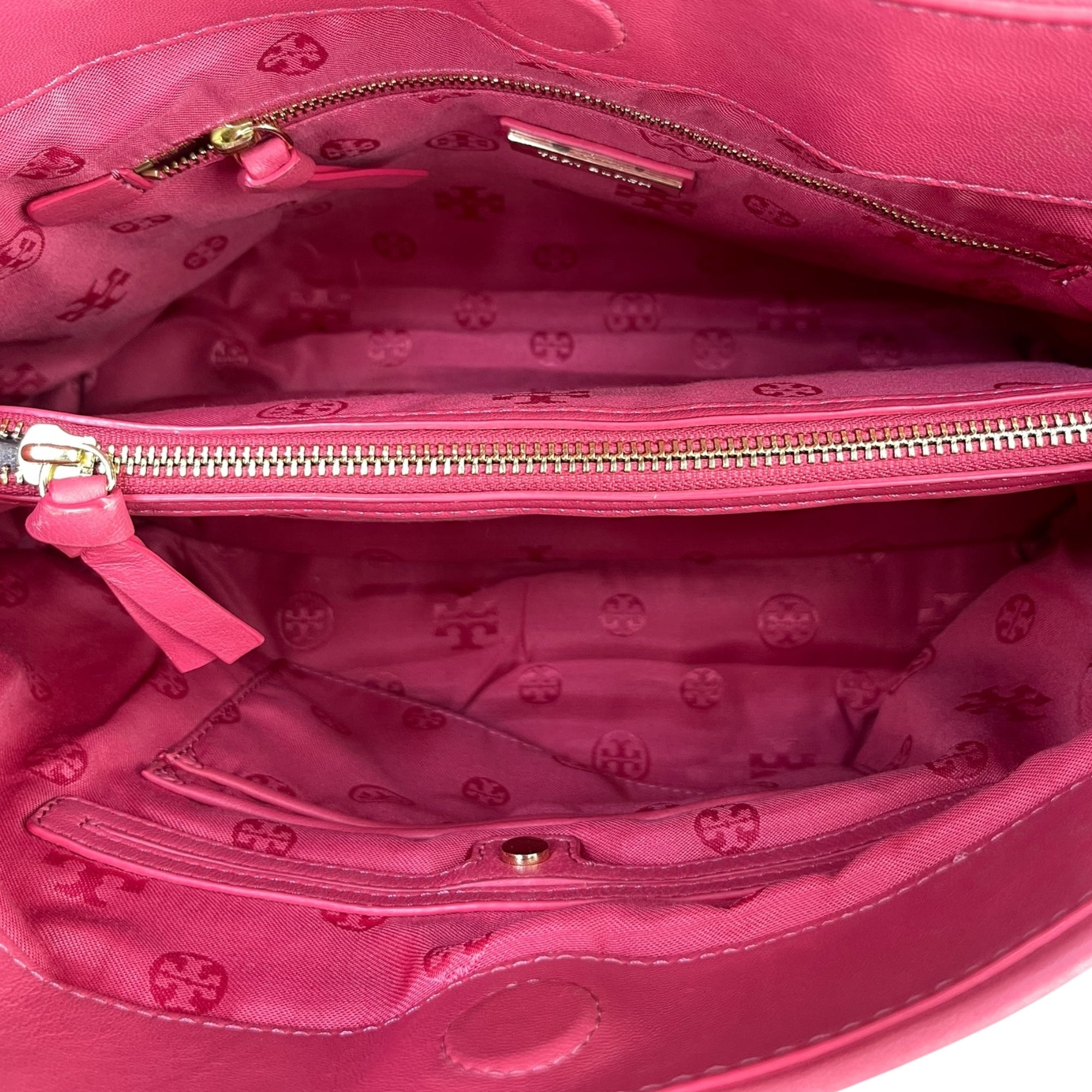 Tory Burch Marion Chain Tote Coral Pink Quilted Leather