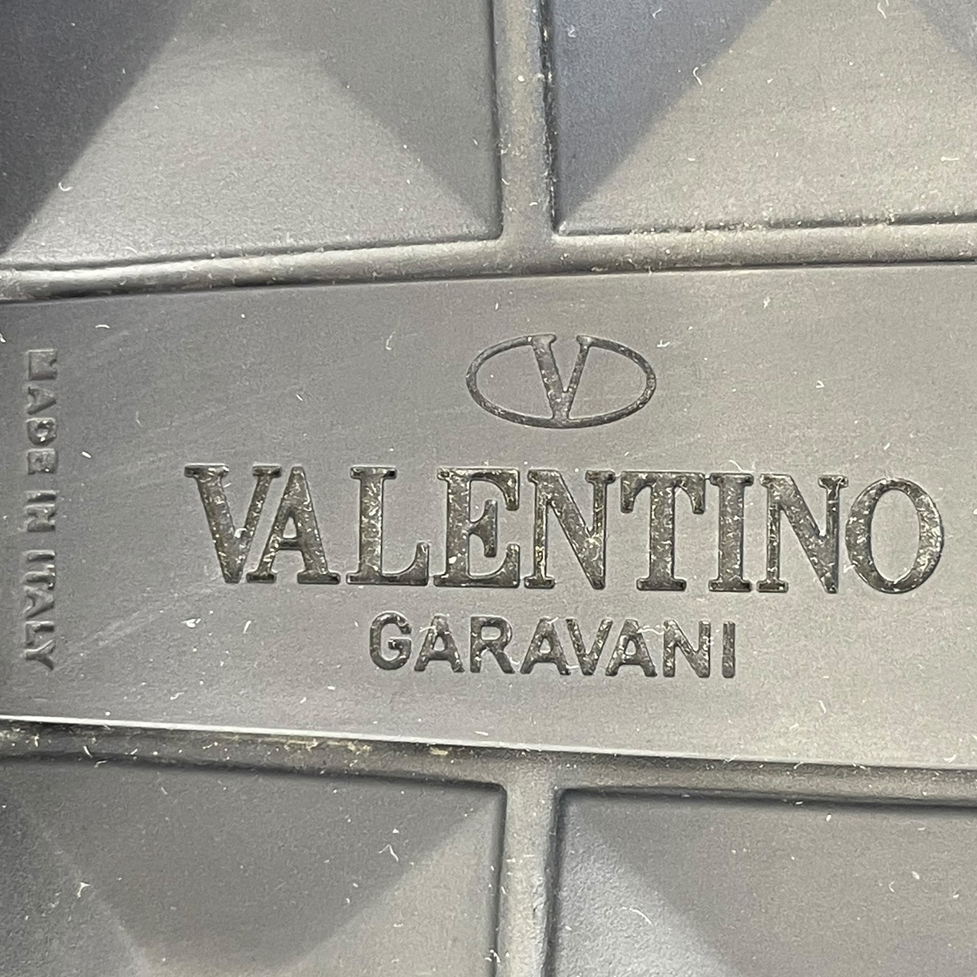 Valentino Roman Stud Turtle Flat Black Rubber Slides EU 38