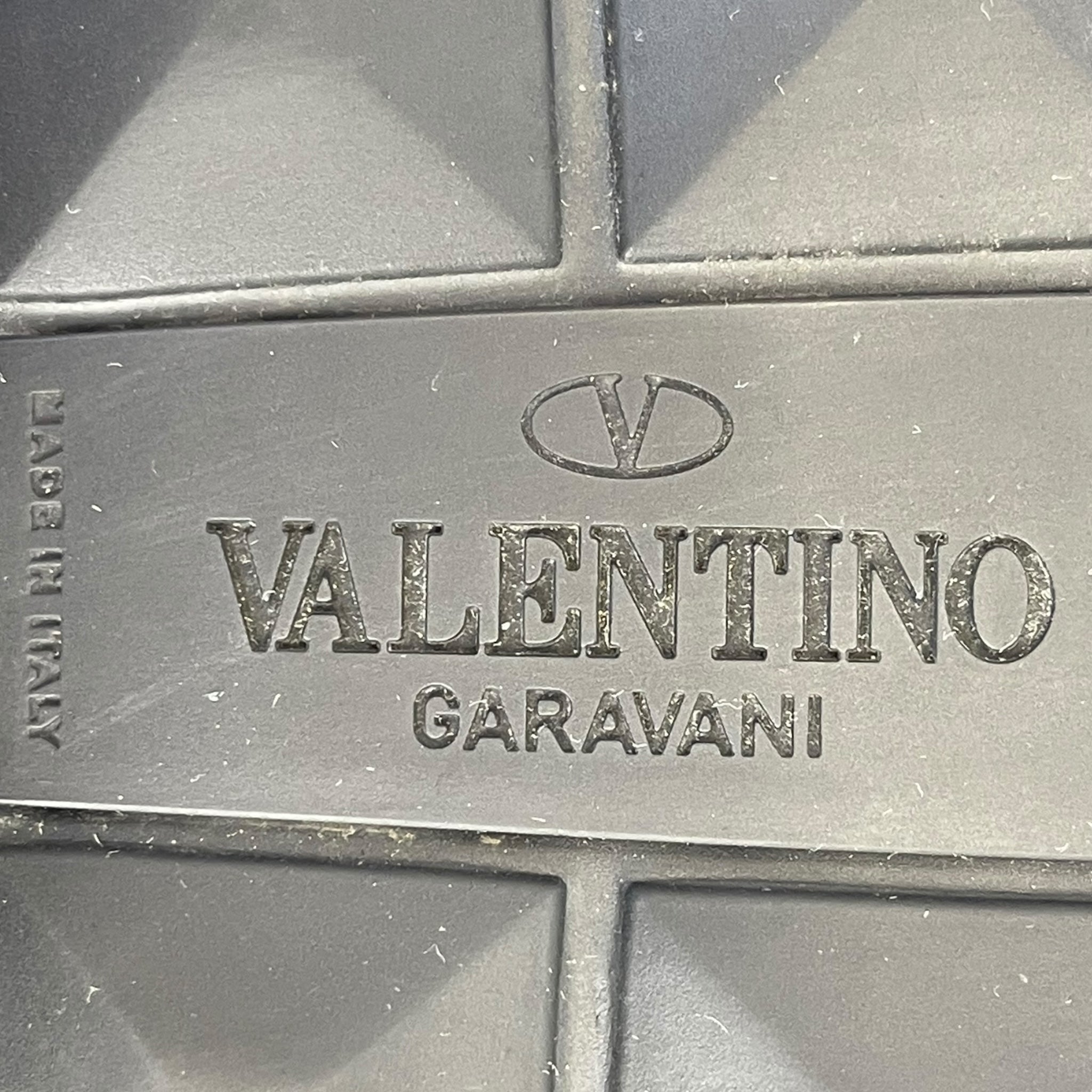 Valentino Roman Stud Turtle Flat Black Rubber Slides EU 38