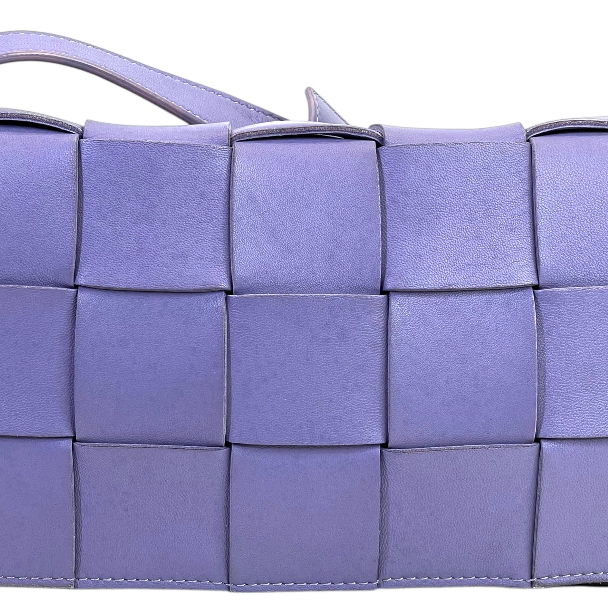 Bottega Veneta Small Cassette Shoulder Bag Purple Leather