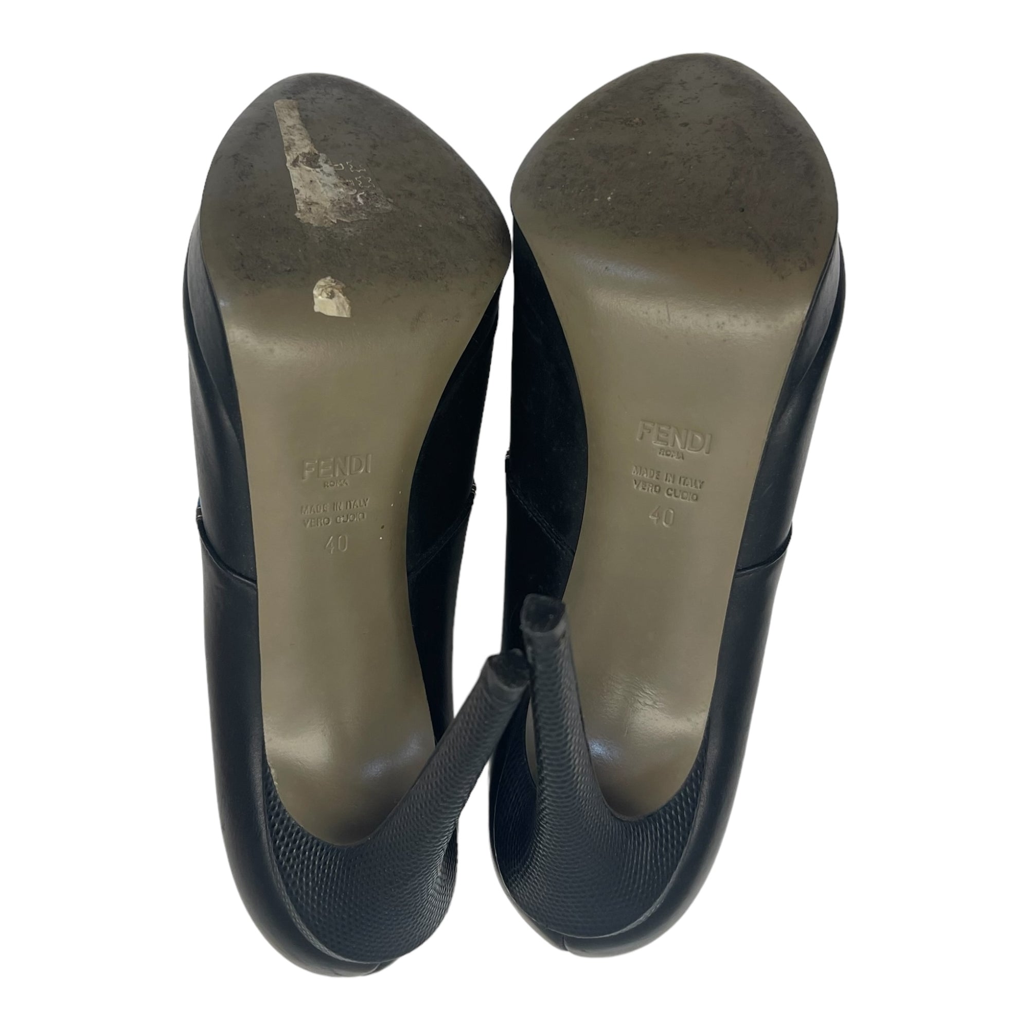 Fendi Multicolor Leather Monster Peep Toe Ankle Booties - Size EU 40