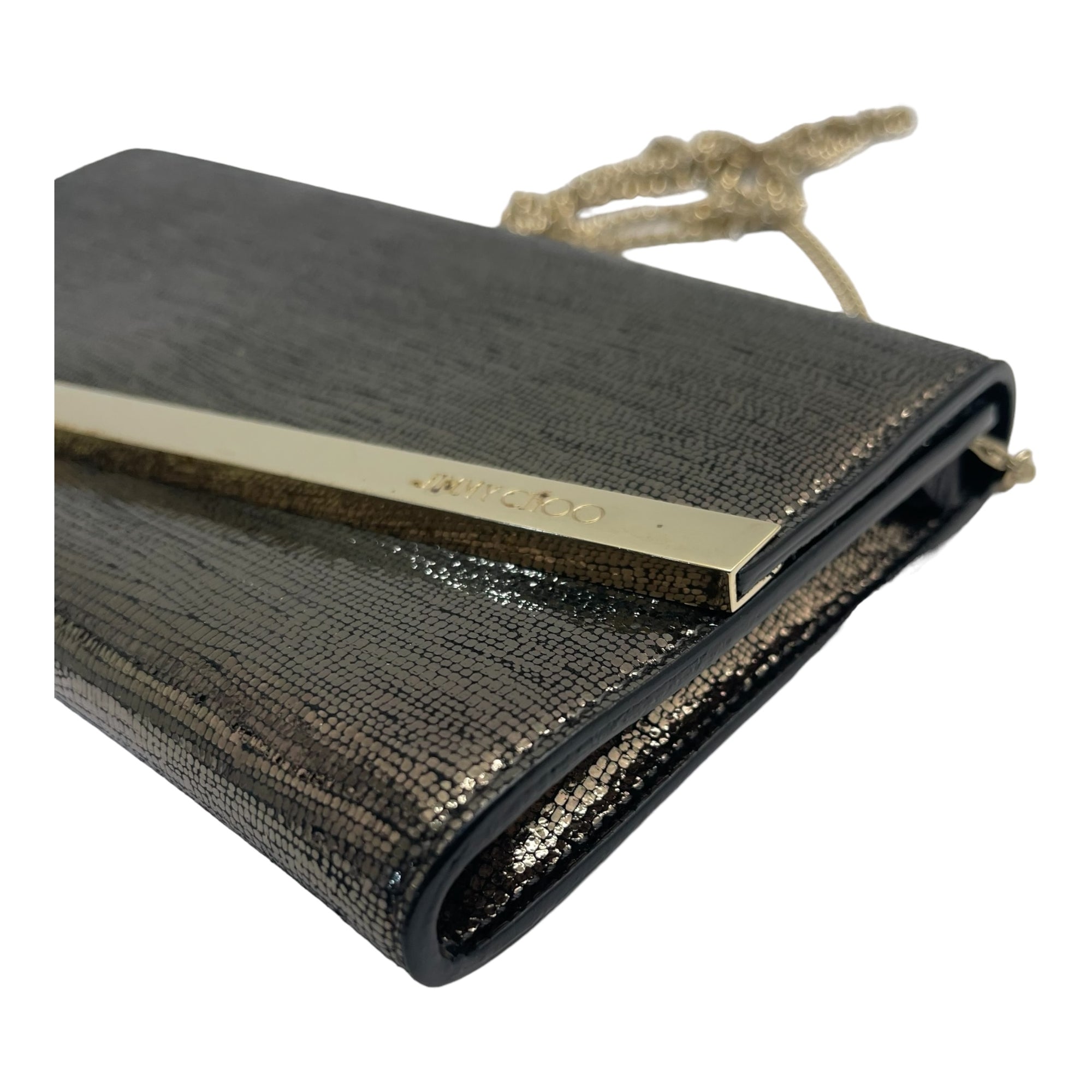 Jimmy Choo Emmie Glitter Chain-Link Clutch Bag