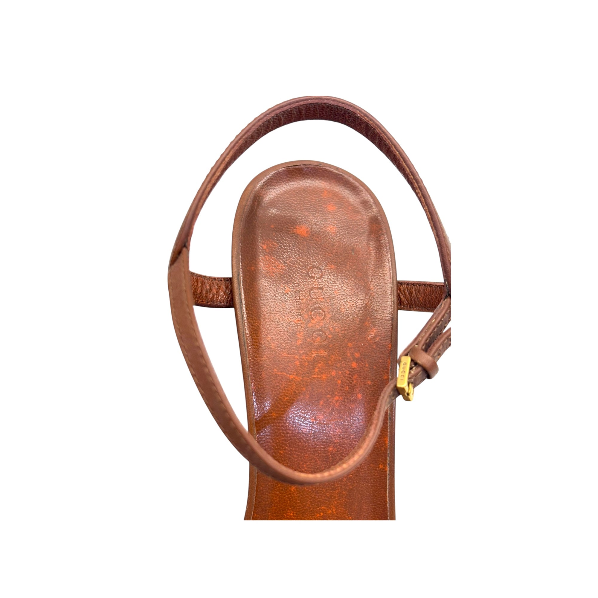 Gucci Brown Leather Horsebit Sandals EU 38.5