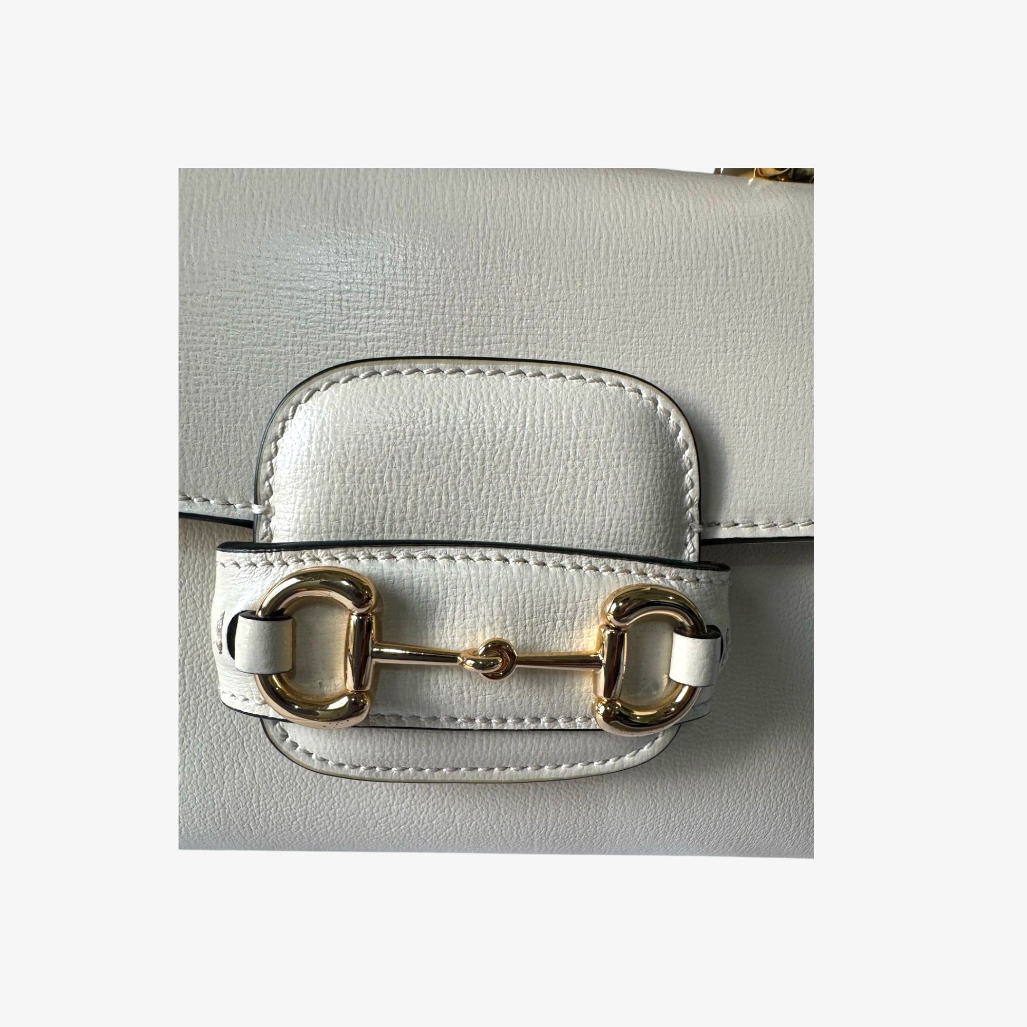 Gucci Horsebit 1955 Mini Top Handle Bag in White Leather