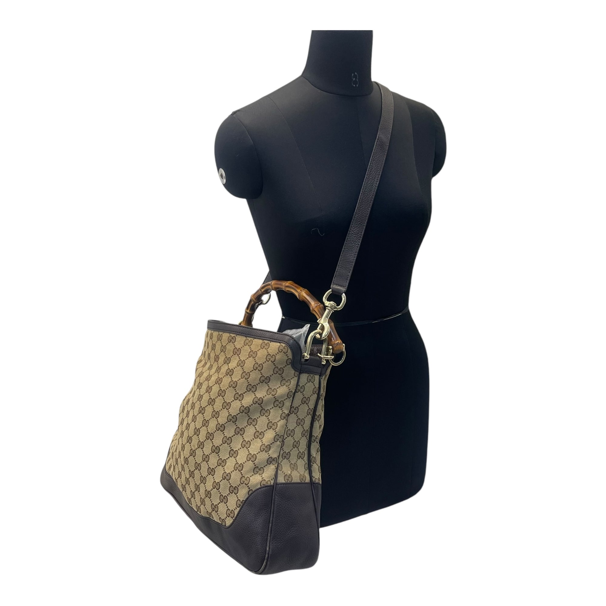 Gucci Beige/Brown GG Canvas and Leather Medium Charlotte Hobo Bag