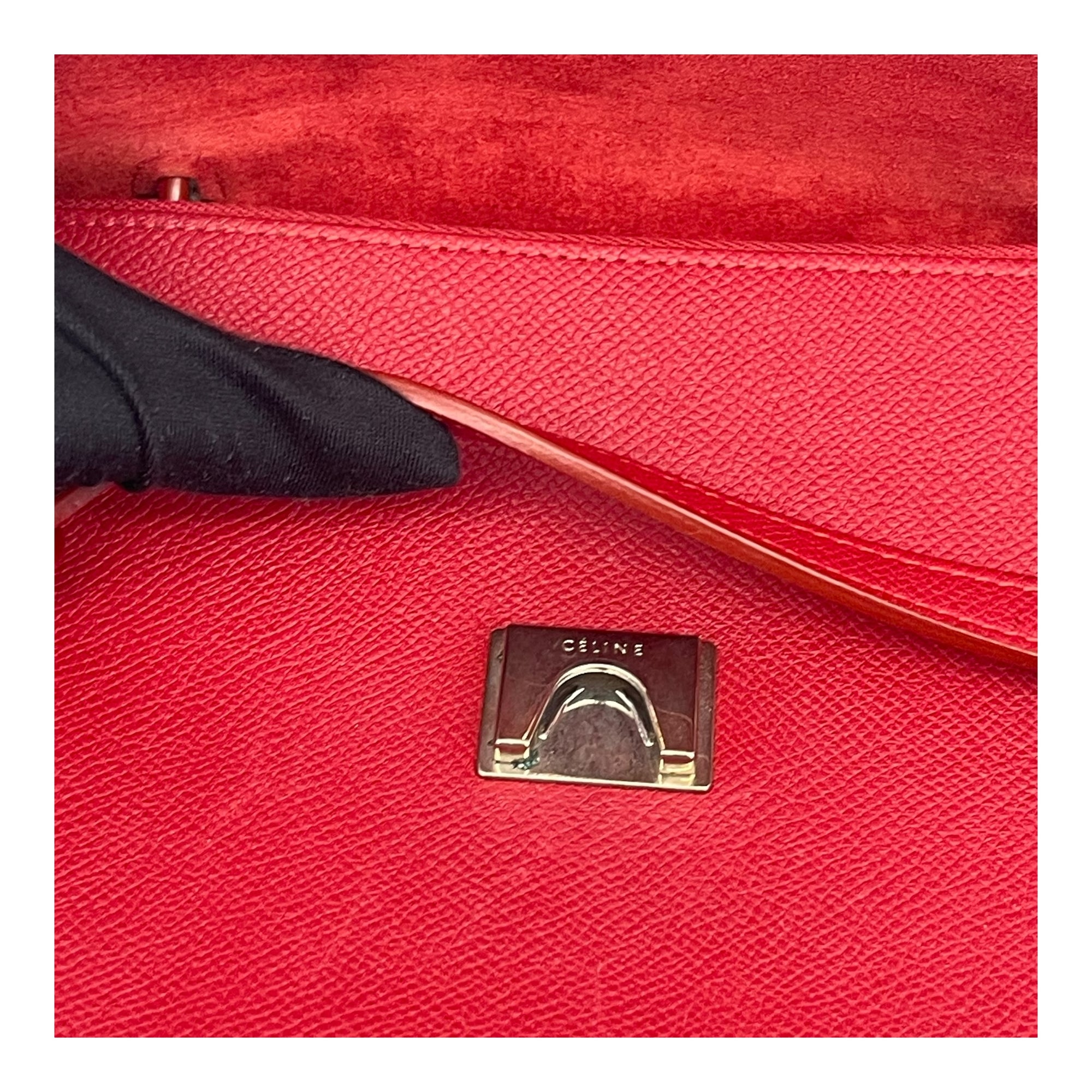 Celine Red Micro Leather Belt Top Handle Bag
