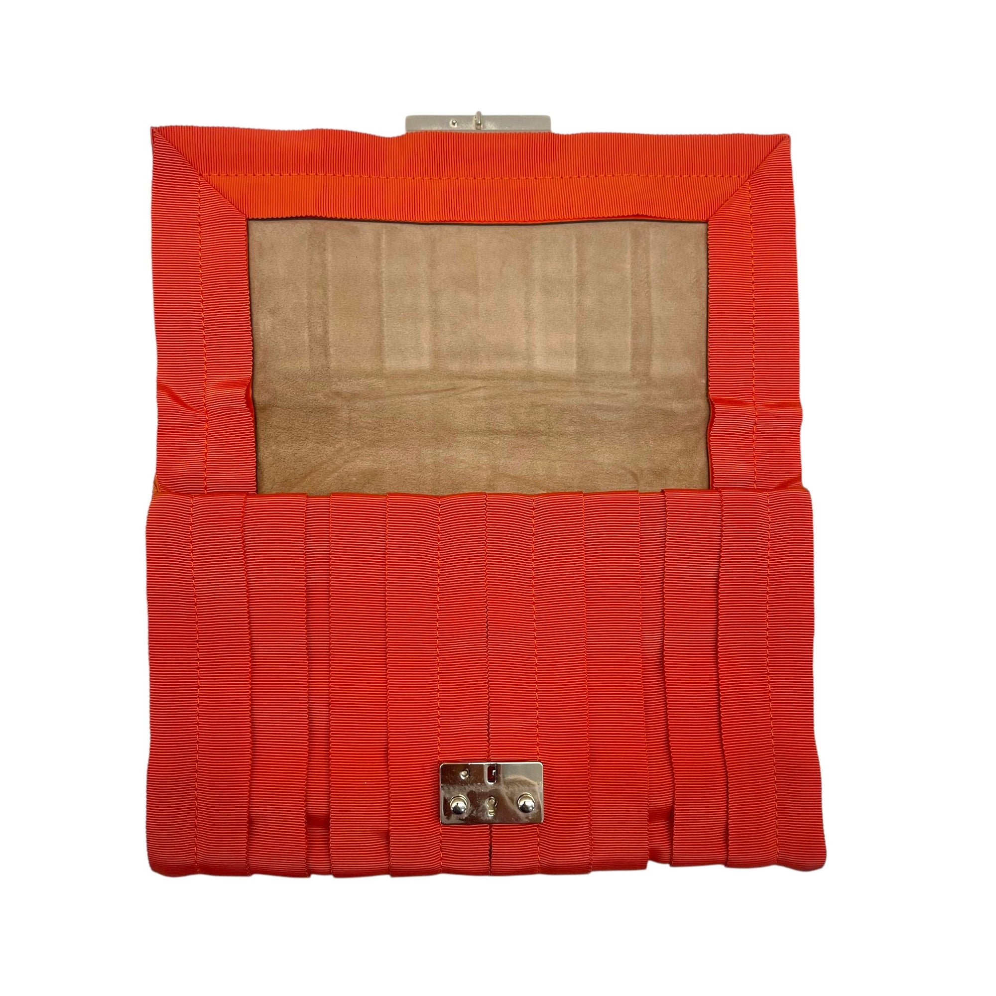 Anya Hindmarch Bright Orange Clutch Bag with Grosgrain Ribbon
