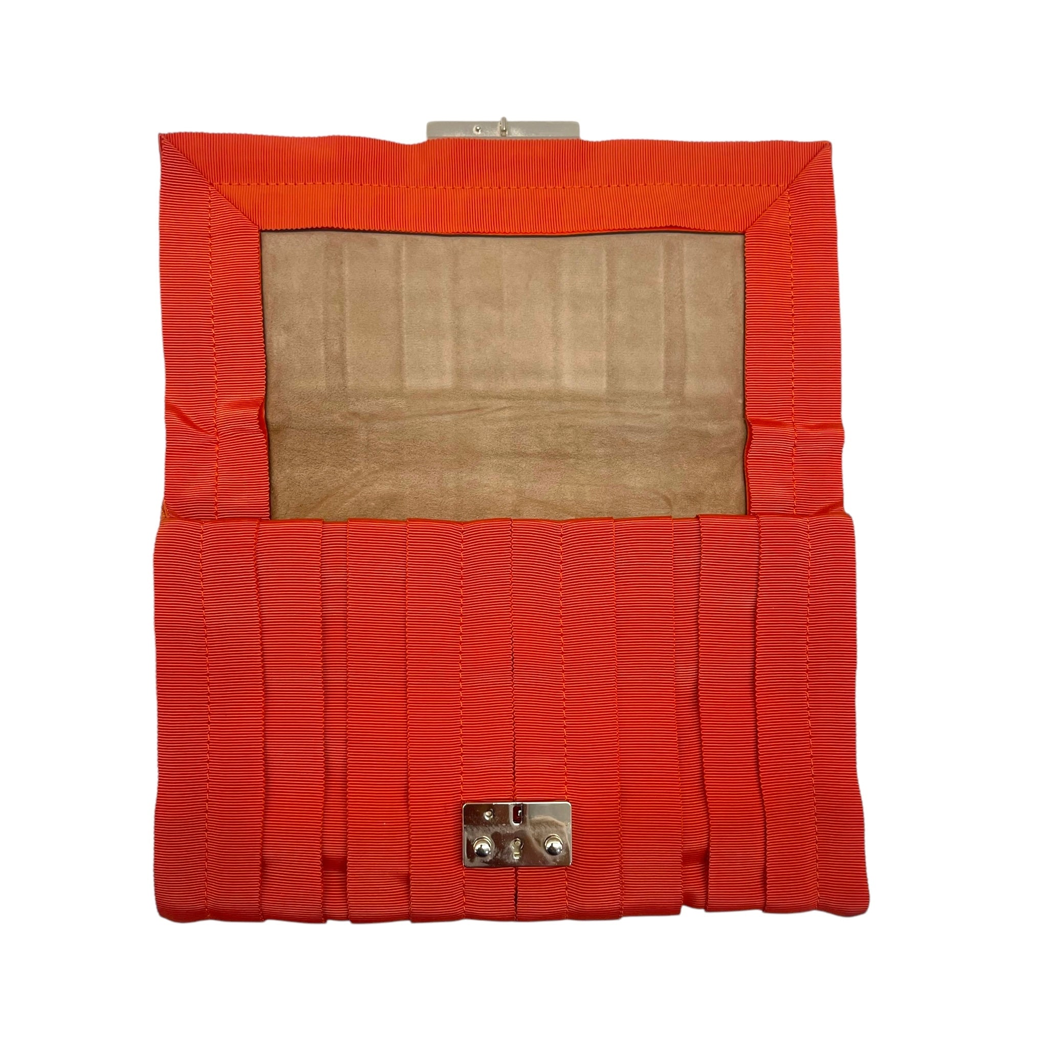 Anya Hindmarch Bright Orange Clutch Bag with Grosgrain Ribbon
