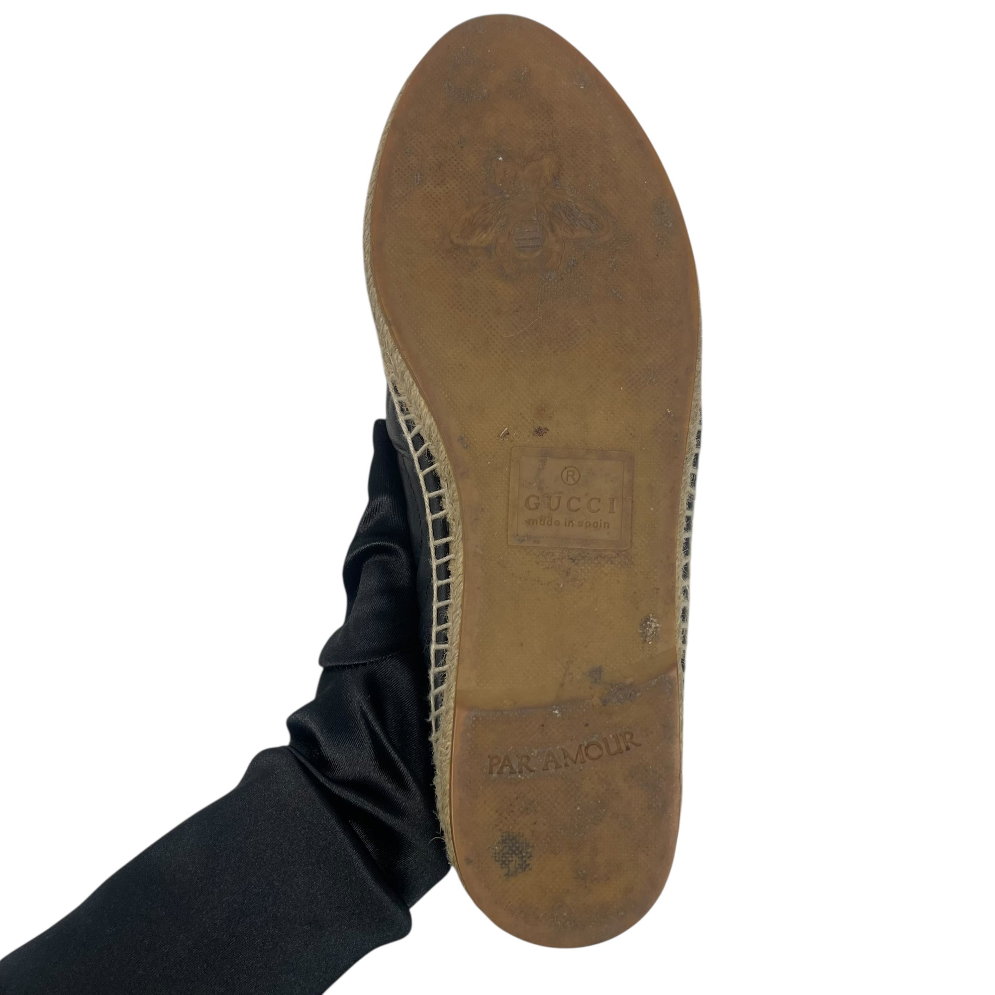 Gucci Black Leather GG Marmont Espadrilles EU 38.5