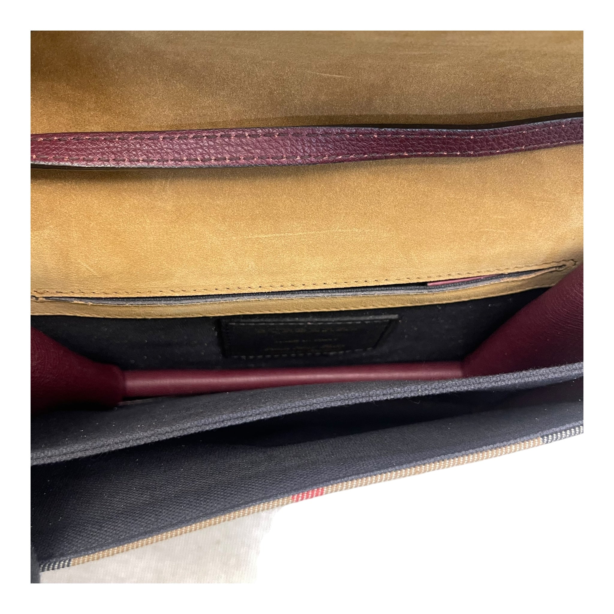 Burberry Burgundy House Check Canvas and Leather Crossbody Bag