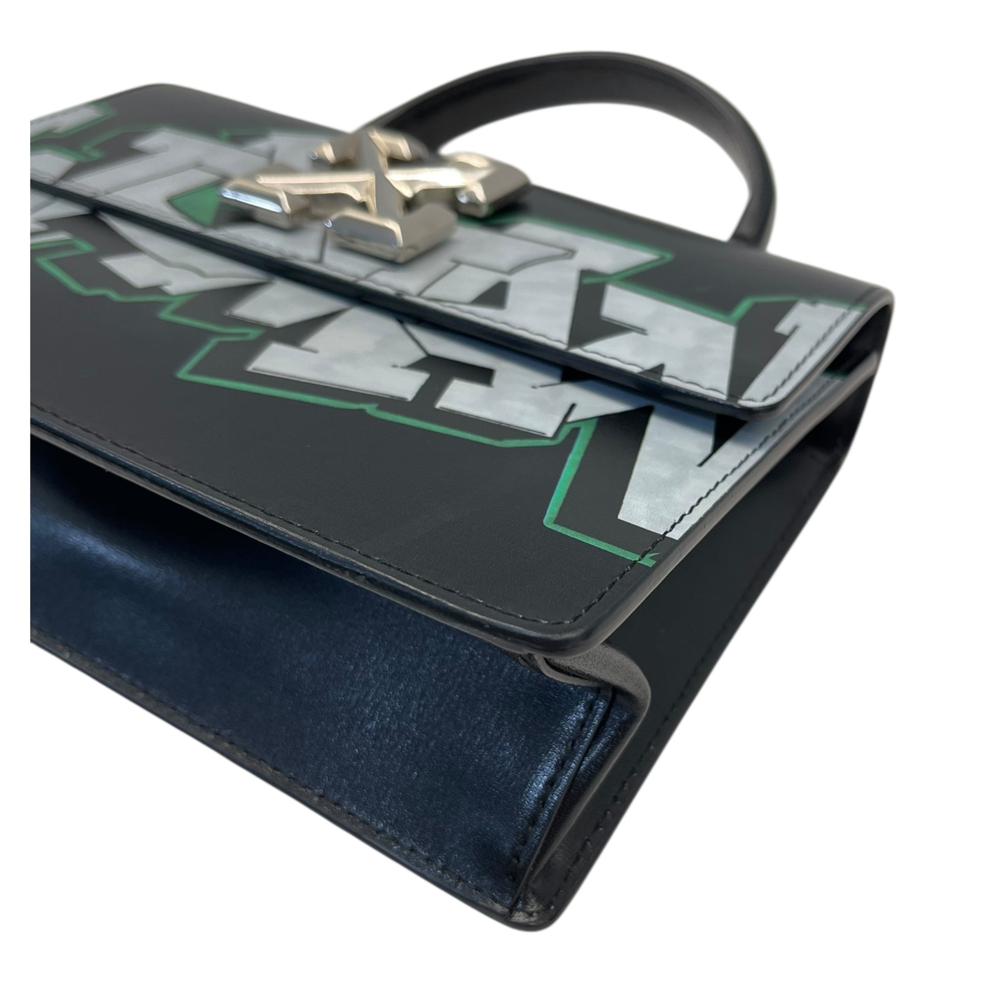 Off-White Black Leather Graffiti 2.8 Jitney Top
