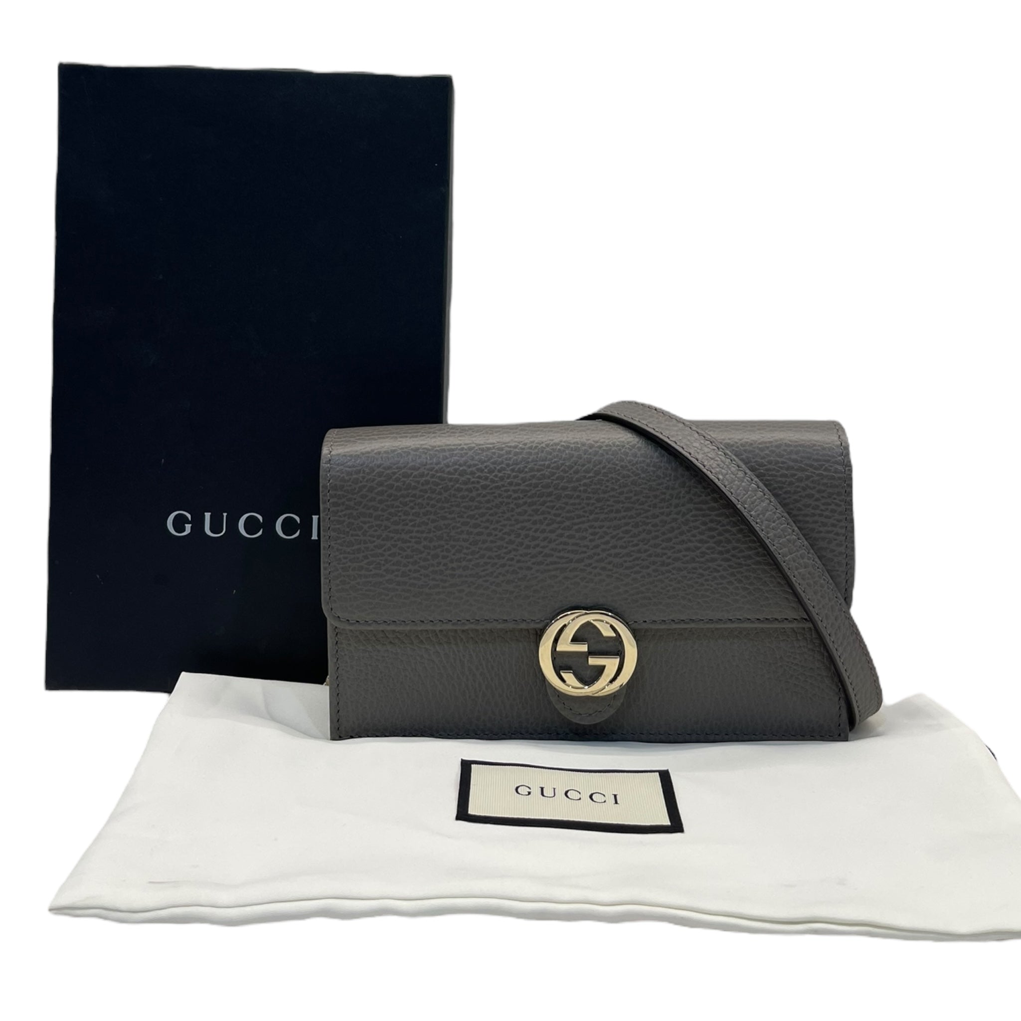 Gucci Interlocking G Leather Chain Crossbody Bag