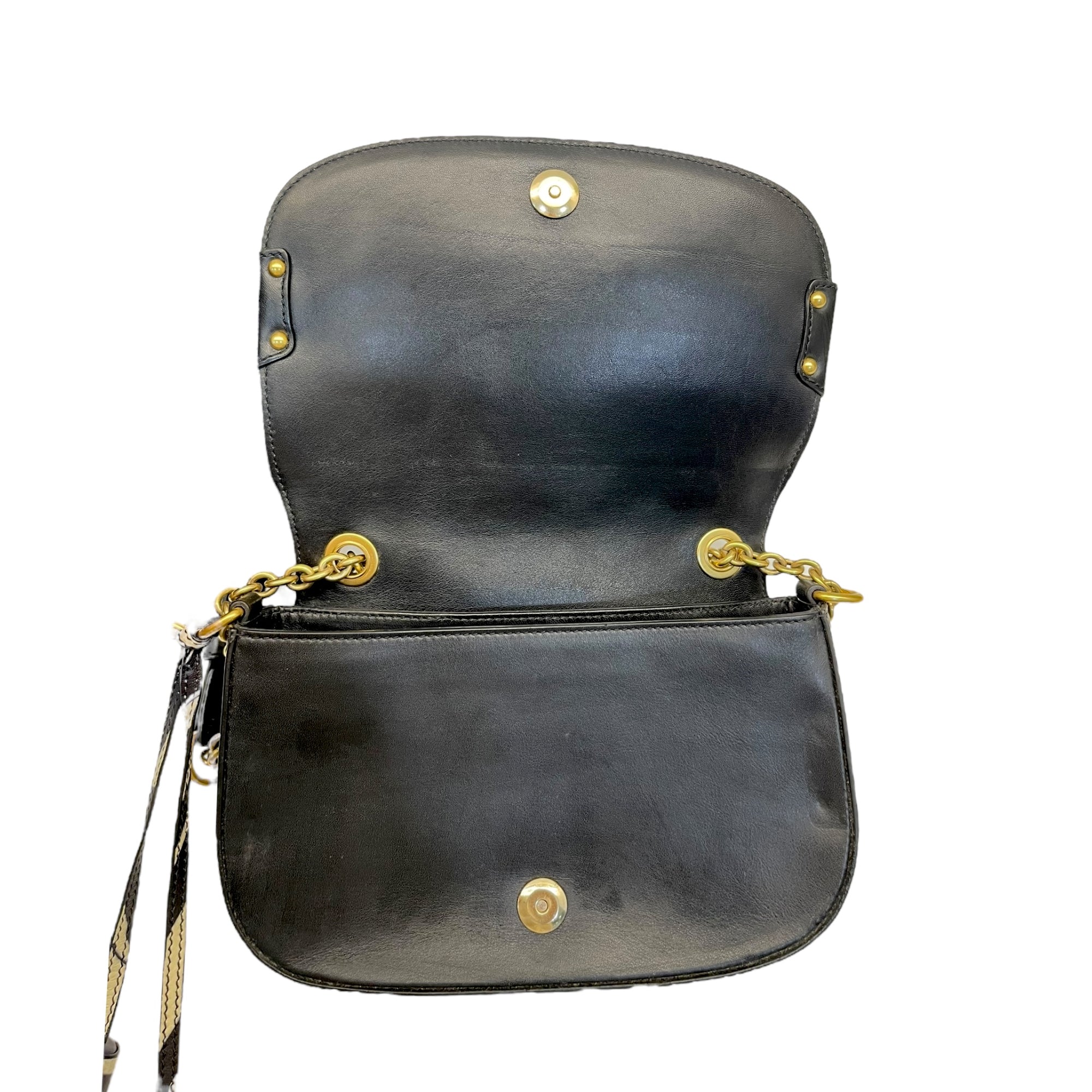 Roberto Cavalli Black Leather Crossbody Bag