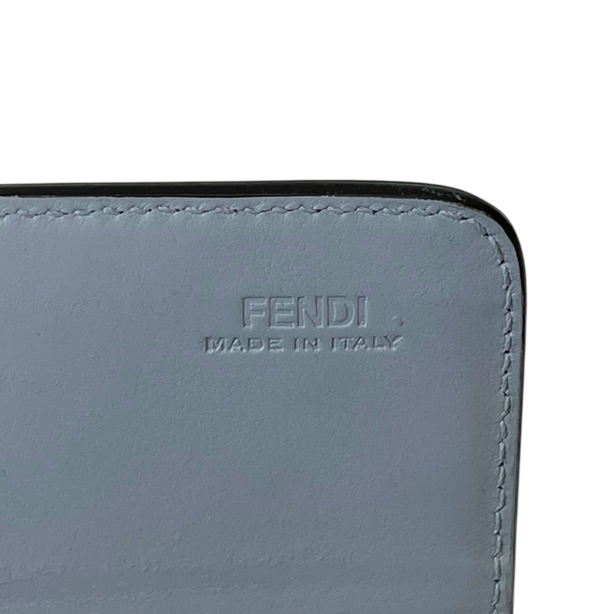 Fendi Grey Leather Studded Wallet On Chain