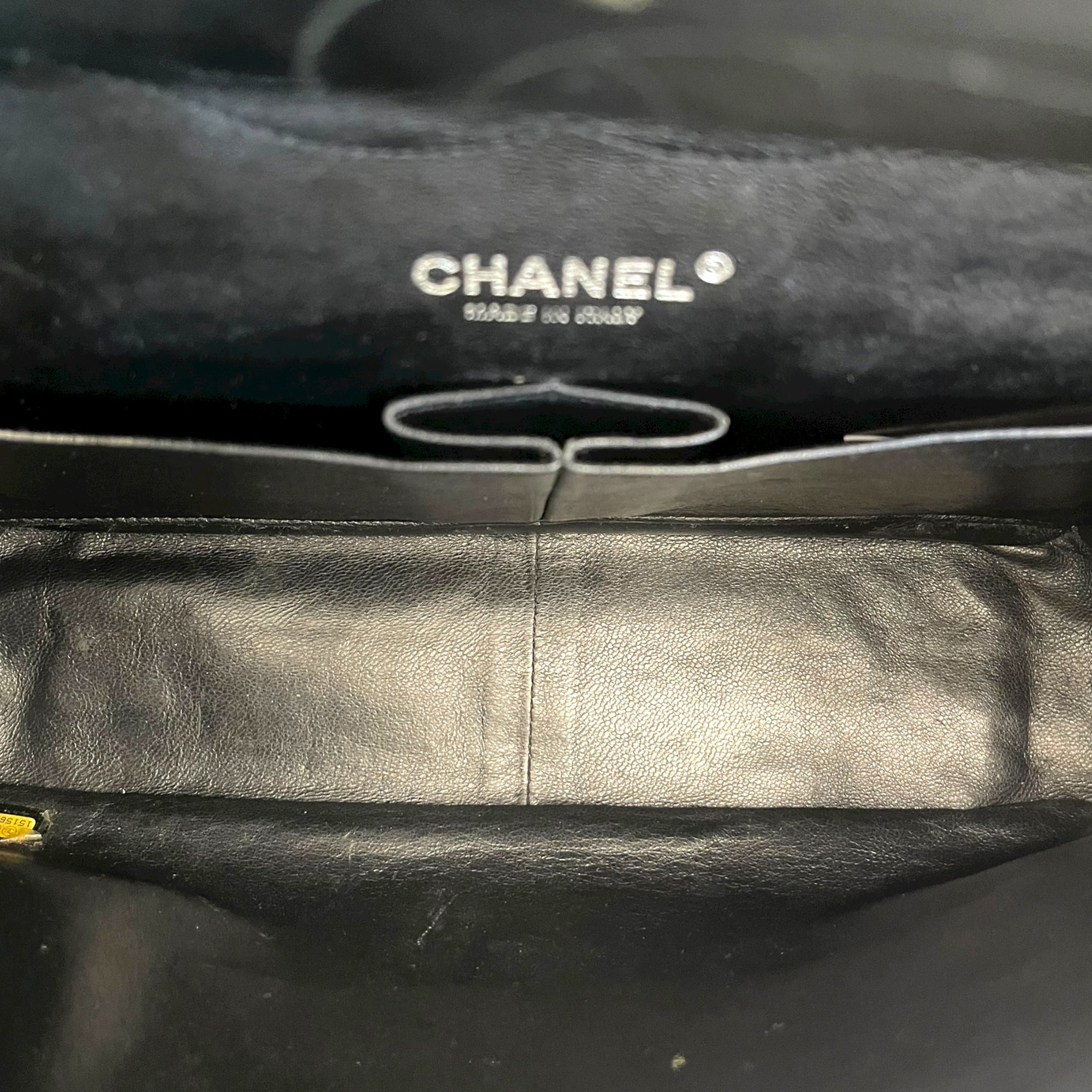 Chanel Black Quilted Patent Leather Large Classic Double Flap Bag