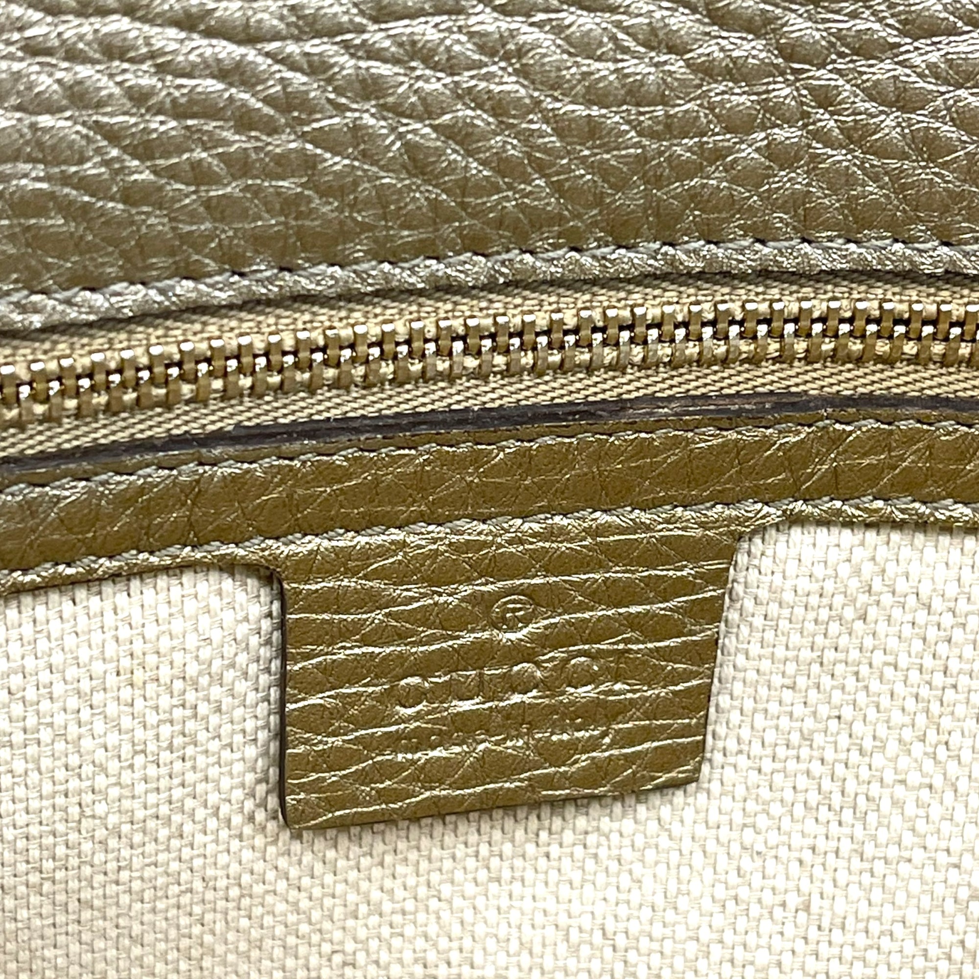 Gucci Gold Pebbled Leather Soho Clutch