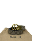 Gucci Black/Beige GG Supreme and Leather GG Marmont Belt 100 cm