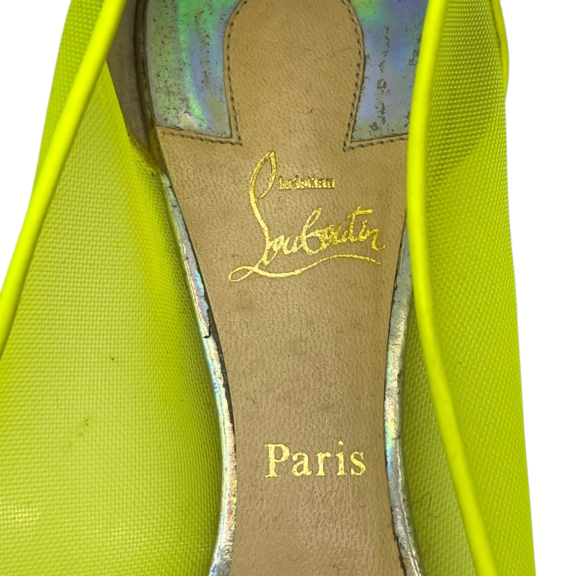 Christian Louboutin Neon Green Mesh Flats EU 38