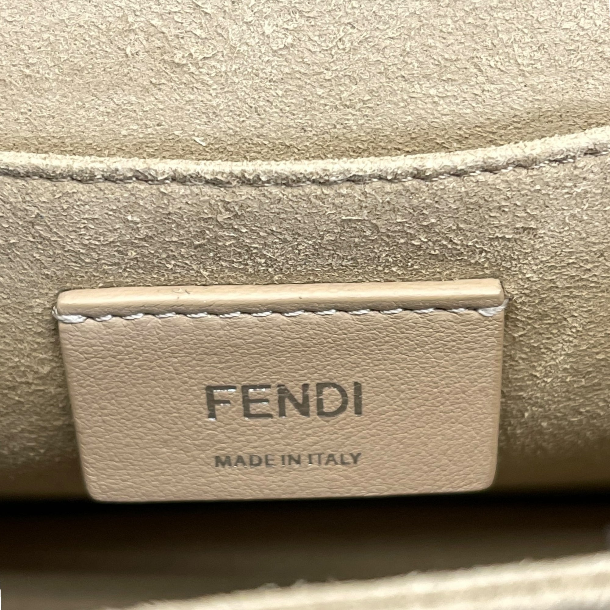 Fendi Scalloped Kan I Light Blue Leather Shoulder Bag