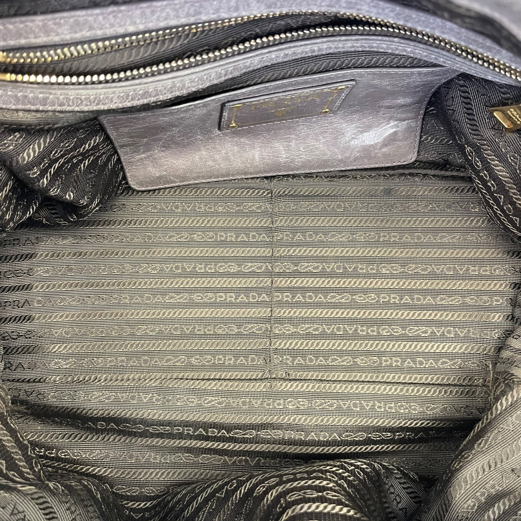 Prada Grey Vitello Shine Bauletto Bag