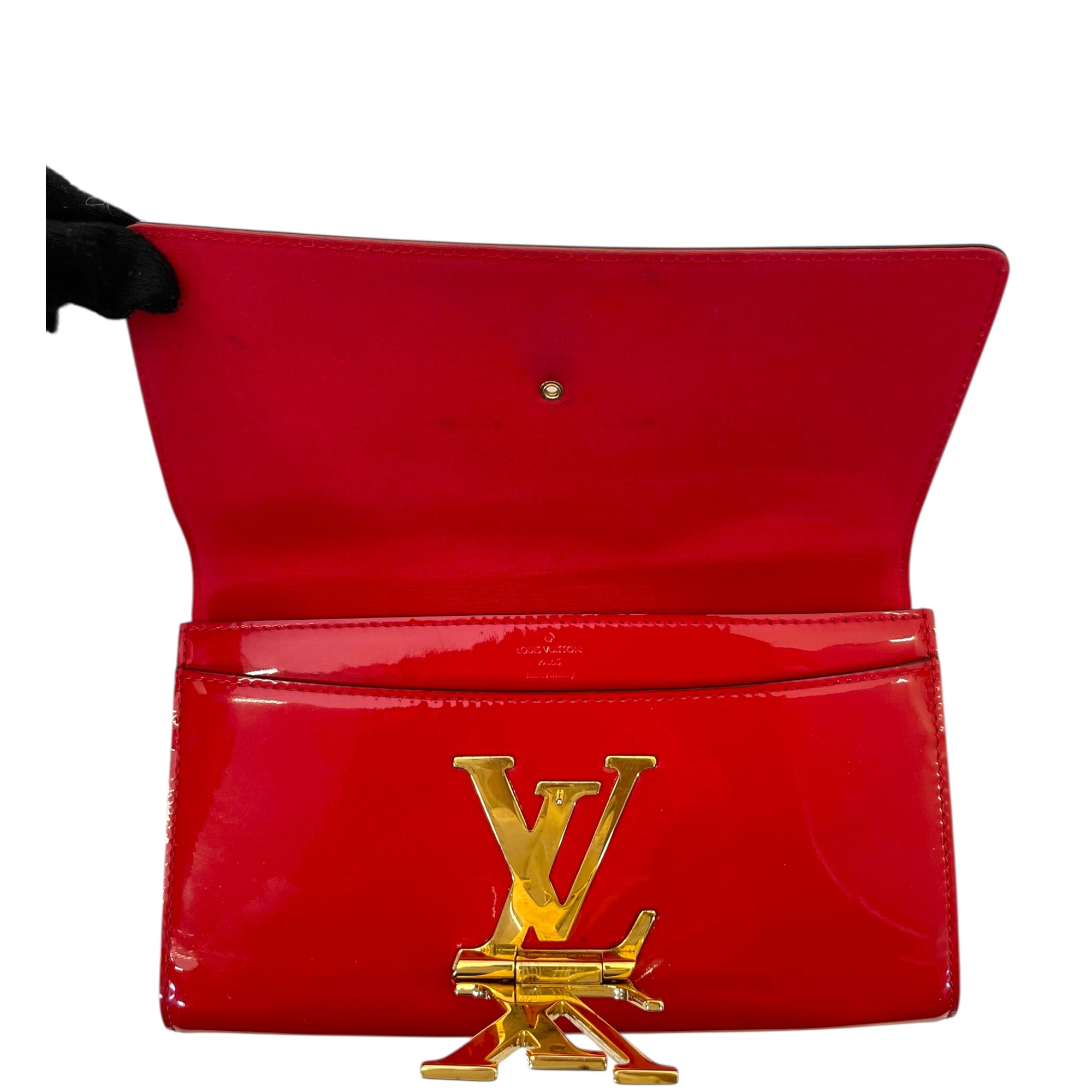 Louis Vuitton Louise MM Clutch Vernis Red Patent Leather